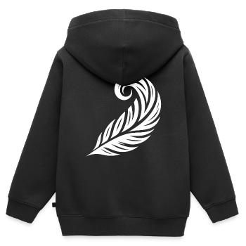 Geschwungene Tinten Feder - Kinder Premium Organic Zip Hoodie - Schwarz - Hinten - AI Model Kid Male (0cm)