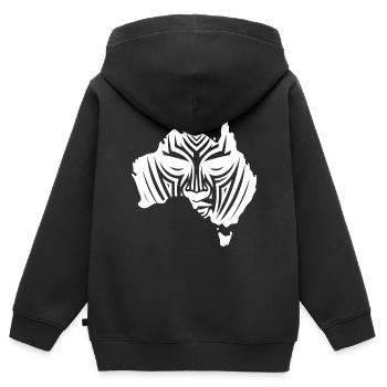 Australischer Kontinent mit Gesicht - Kinder Premium Organic Zip Hoodie - Schwarz - Hinten - AI Model Kid Male (0cm)