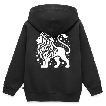 Eleganter Löwe mit wilder Mähne - Kinder Premium Organic Zip Hoodie - Schwarz - Hinten - AI Model Kid Male (0cm)