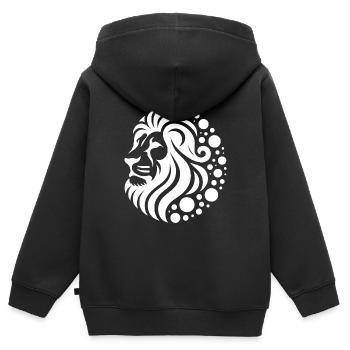 Stolzer Löwenkopf mit Mähne - Kinder Premium Organic Zip Hoodie - Schwarz - Hinten - AI Model Kid Male (0cm)