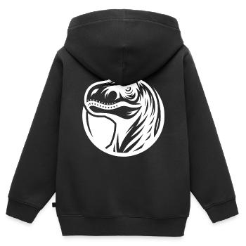 Grinning Raptor Logo Style - Kids Premium Organic Zip-up Hoodie - black - Back - AI Model Kid Male (0cm)