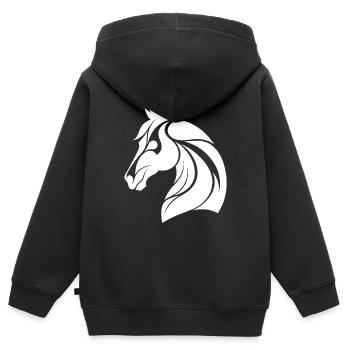Eleganter Pferdekopf - Kinder Premium Organic Zip Hoodie - Schwarz - Hinten - AI Model Kid Male (0cm)