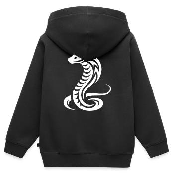 Giftiges Tribal Tattoo Style Cobra Schlange - Kinder Premium Organic Zip Hoodie - Schwarz - Hinten - AI Model Kid Male (0cm)