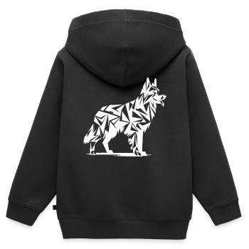 Geometrischer Schäferhund - Kinder Premium Organic Zip Hoodie - Schwarz - Hinten - AI Model Kid Male (0cm)