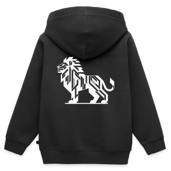 Geometrischer Löwe mit eleganter Mähne - Kinder Premium Organic Zip Hoodie - Schwarz - Hinten - AI Model Kid Male (0cm)