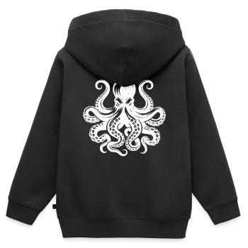 Pieuvre sinistre avec tentacules et ventouses - Sweat Premium à capuche zippé enfant bio - noir - Dos - AI Model Kid Male (0cm)