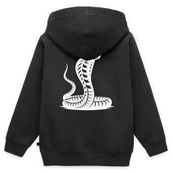 Conception de posture menaçante de bouclier de cou de cobra de serpent - Sweat Premium à capuche zippé enfant bio - noir - Dos - AI Model Kid Male (0cm)