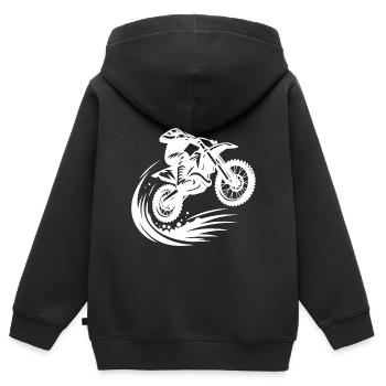 Hobby Motorsport Gelände Maschine im Sprung - Kinder Premium Organic Zip Hoodie - Schwarz - Hinten - AI Model Kid Male (0cm)