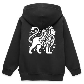 Stolzer Löwe mit wilder Mähne - Kinder Premium Organic Zip Hoodie - Schwarz - Hinten - AI Model Kid Male (0cm)