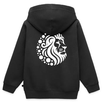 Stolzer Löwenkopf mit wilder Mähne - Kinder Premium Organic Zip Hoodie - Schwarz - Hinten - AI Model Kid Male (0cm)