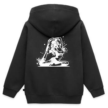 Yoga student in deep concentration exercise - Kids Premium Organic Zip-up Hoodie - black - Back - AI Model Kid Male (0cm)