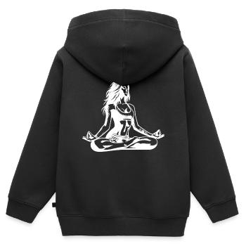Professeur de yoga de méditation pour la relaxation - Sweat Premium à capuche zippé enfant bio - noir - Dos - AI Model Kid Male (0cm)