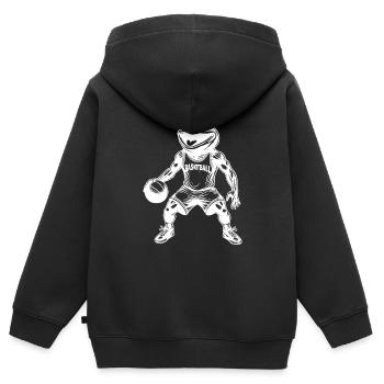 Lustiger Basketball Training Wettkampf Frosch - Kinder Premium Organic Zip Hoodie - Schwarz - Hinten - AI Model Kid Male (0cm)