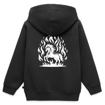 Fiery Horse Design Lover Écurie et chevaux - Sweat Premium à capuche zippé enfant bio - noir - Dos - AI Model Kid Male (0cm)