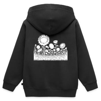 Tournesols dans un grand champ - Sweat Premium à capuche zippé enfant bio - noir - Dos - AI Model Kid Male (0cm)