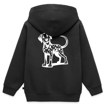 Knuffiger Dalmatiner Hund Lustiger Vierbeiner - Kinder Premium Organic Zip Hoodie - Schwarz - Hinten - AI Model Kid Male (0cm)