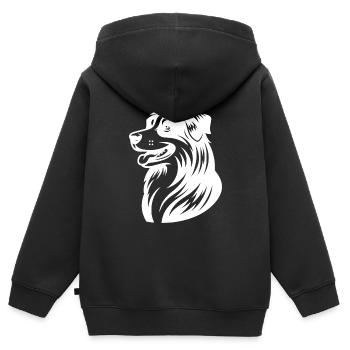 Knuffiger Australian Shepherd Hund Vierbeiner - Kinder Premium Organic Zip Hoodie - Schwarz - Hinten - AI Model Kid Male (0cm)