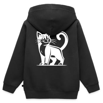 Hauskatze mit lustigem Klugscheißer Blick - Kinder Premium Organic Zip Hoodie - Schwarz - Hinten - AI Model Kid Male (0cm)