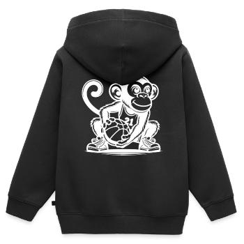 Sportlicher Affe mit Basketball - Kinder Premium Organic Zip Hoodie - Schwarz - Hinten - AI Model Kid Male (0cm)