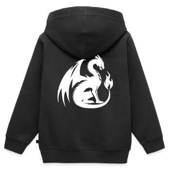 Dragon en colère avec d’énormes ailes et une flamme - Sweat Premium à capuche zippé enfant bio - noir - Dos - AI Model Kid Male (0cm)
