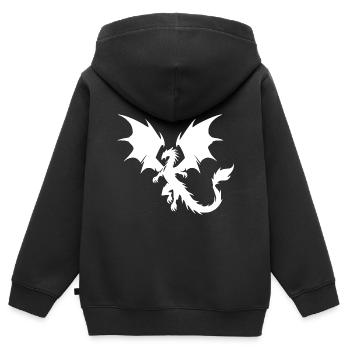 Fliegender Drache mit riesigen Schwingen - Kinder Premium Organic Zip Hoodie - Schwarz - Hinten - AI Model Kid Male (0cm)