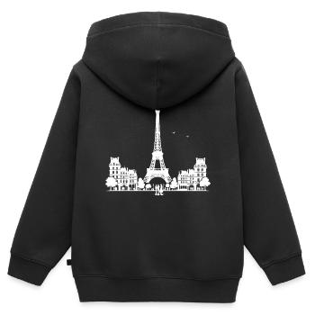 Frankreich Romantisches Paris Eifelturm Aussicht - Kinder Premium Organic Zip Hoodie - Schwarz - Hinten - AI Model Kid Male (0cm)