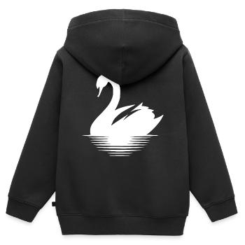 Grand Portrait Cygne De Sauvagine - Sweat Premium à capuche zippé enfant bio - noir - Dos - AI Model Kid Male (0cm)