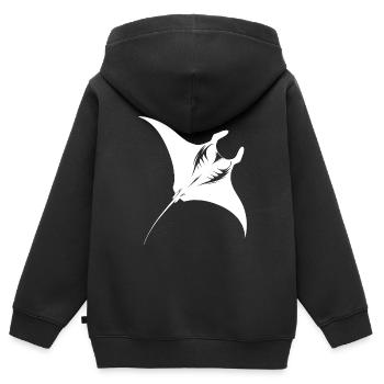 Eleganter riesiger Mantarochen im Unterwasser Flug - Kinder Premium Organic Zip Hoodie - Schwarz - Hinten - AI Model Kid Male (0cm)