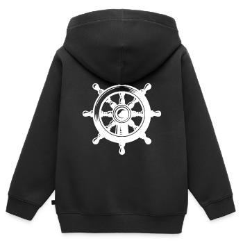 Seefahrt Ruderwache Klassisches Schiff Steuerrad - Kinder Premium Organic Zip Hoodie - Schwarz - Hinten - AI Model Kid Male (0cm)