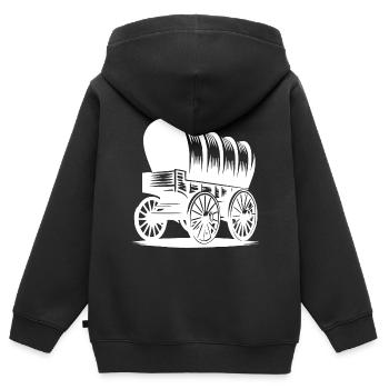 Chariot couvert pour chevaux - Sweat Premium à capuche zippé enfant bio - noir - Dos - AI Model Kid Male (0cm)