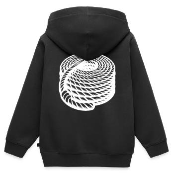 Corde tressée Conception de corde maritime enroulée - Sweat Premium à capuche zippé enfant bio - noir - Dos - AI Model Kid Male (0cm)