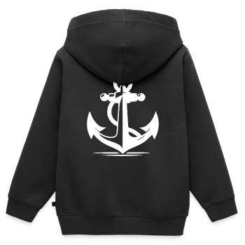 Vintage alter Anker mit dickem Tau Seil - Kinder Premium Organic Zip Hoodie - Schwarz - Hinten - AI Model Kid Male (0cm)