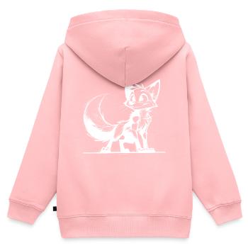 Sympathique Clever Fox Stroke Dessin - Sweat Premium à capuche zippé enfant bio - rose - Dos - AI Model Kid Female (0cm)