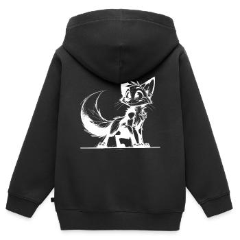 Sympathique Clever Fox Stroke Dessin - Sweat Premium à capuche zippé enfant bio - noir - Dos - AI Model Kid Male (0cm)