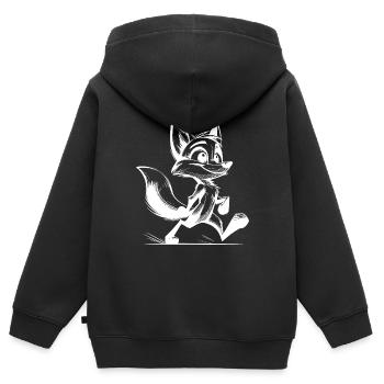Kleiner Frechdachs Fuchs Zeichnung - Kinder Premium Organic Zip Hoodie - Schwarz - Hinten - AI Model Kid Male (0cm)