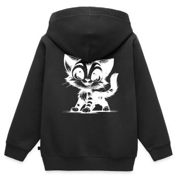 Knuddeliges Katzen Stubentiger Baby Zeichnung - Kinder Premium Organic Zip Hoodie - Schwarz - Hinten - AI Model Kid Male (0cm)
