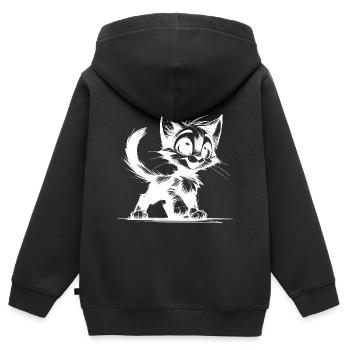 Lächelndes Katzen Stubentiger Kinder Zeichnung - Kinder Premium Organic Zip Hoodie - Schwarz - Hinten - AI Model Kid Male (0cm)