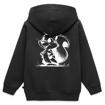 Putziges Eichhörnchen Bleistift Zeichnung - Kinder Premium Organic Zip Hoodie - Schwarz - Hinten - AI Model Kid Male (0cm)