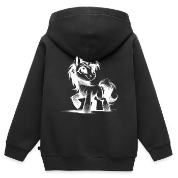 Croquis au crayon magique de licorne magique - Sweat Premium à capuche zippé enfant bio - noir - Dos - AI Model Kid Male (0cm)