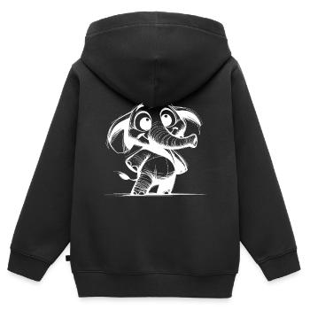 Bébé éléphant pour enfants avec une énorme trompe - Sweat Premium à capuche zippé enfant bio - noir - Dos - AI Model Kid Male (0cm)