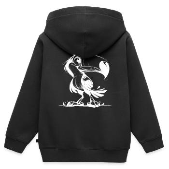 Exotic Toucan Pencil Sketch - Kids Premium Organic Zip-up Hoodie - black - Back - AI Model Kid Male (0cm)