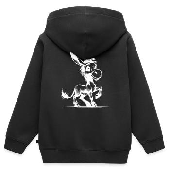 Langohr Esel Bleistift Skizze - Kinder Premium Organic Zip Hoodie - Schwarz - Hinten - AI Model Kid Male (0cm)