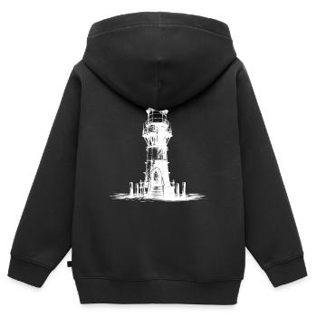Wattenmeer Leuchtturm an der Küste - Kinder Premium Organic Zip Hoodie - Schwarz - Hinten - AI Model Kid Male (0cm)