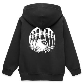 La boule de bowling frappe les quilles de bowling - Sweat Premium à capuche zippé enfant bio - noir - Dos - AI Model Kid Male (0cm)