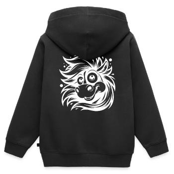 Lustiges Pferd mit großen Augen - Kinder Premium Organic Zip Hoodie - Schwarz - Hinten - AI Model Kid Male (0cm)