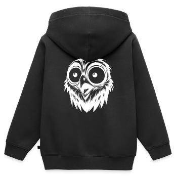 Dessin d’oiseau d’horreur effrayé - Sweat Premium à capuche zippé enfant bio - noir - Dos - AI Model Kid Male (0cm)