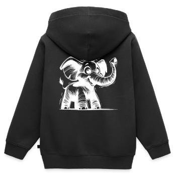 Elefanten Baby mit riesigem Rüssel - Kinder Premium Organic Zip Hoodie - Schwarz - Hinten - AI Model Kid Male (0cm)