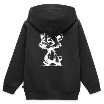 Croquis d’ours fatigué dormant flou - Sweat Premium à capuche zippé enfant bio - noir - Dos - AI Model Kid Male (0cm)