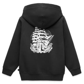 Voilier avec voiles fixes Anchor Volant - Sweat Premium à capuche zippé enfant bio - noir - Dos - AI Model Kid Male (0cm)