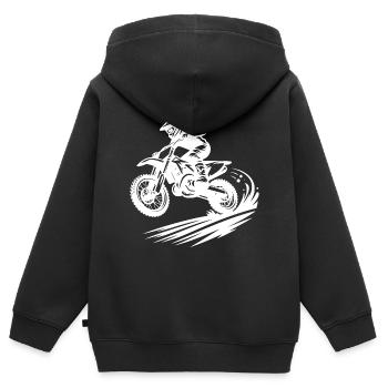 Hobby Motorsport Enduro Gelände Maschine - Kinder Premium Organic Zip Hoodie - Schwarz - Hinten - AI Model Kid Male (0cm)